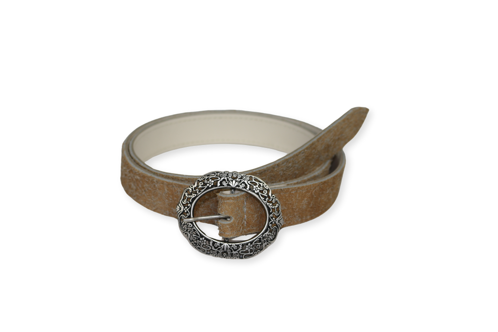 Straw hairy floral belt – New Kid.