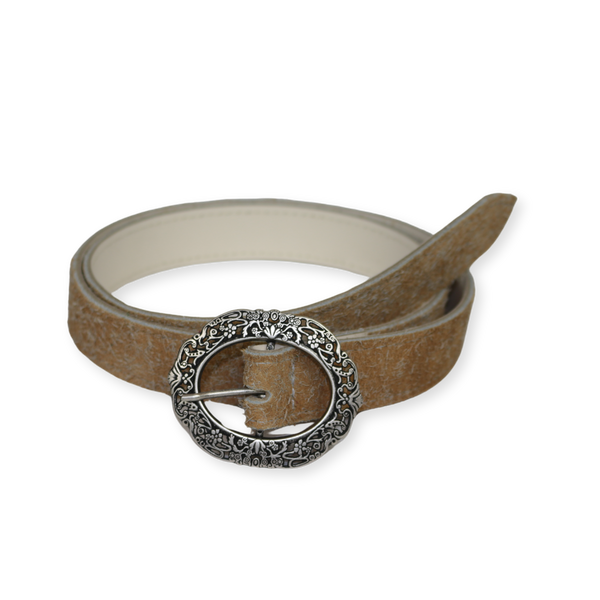 Straw hairy floral belt – New Kid.