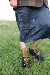 Black/Navy Floral Wrap Skirt