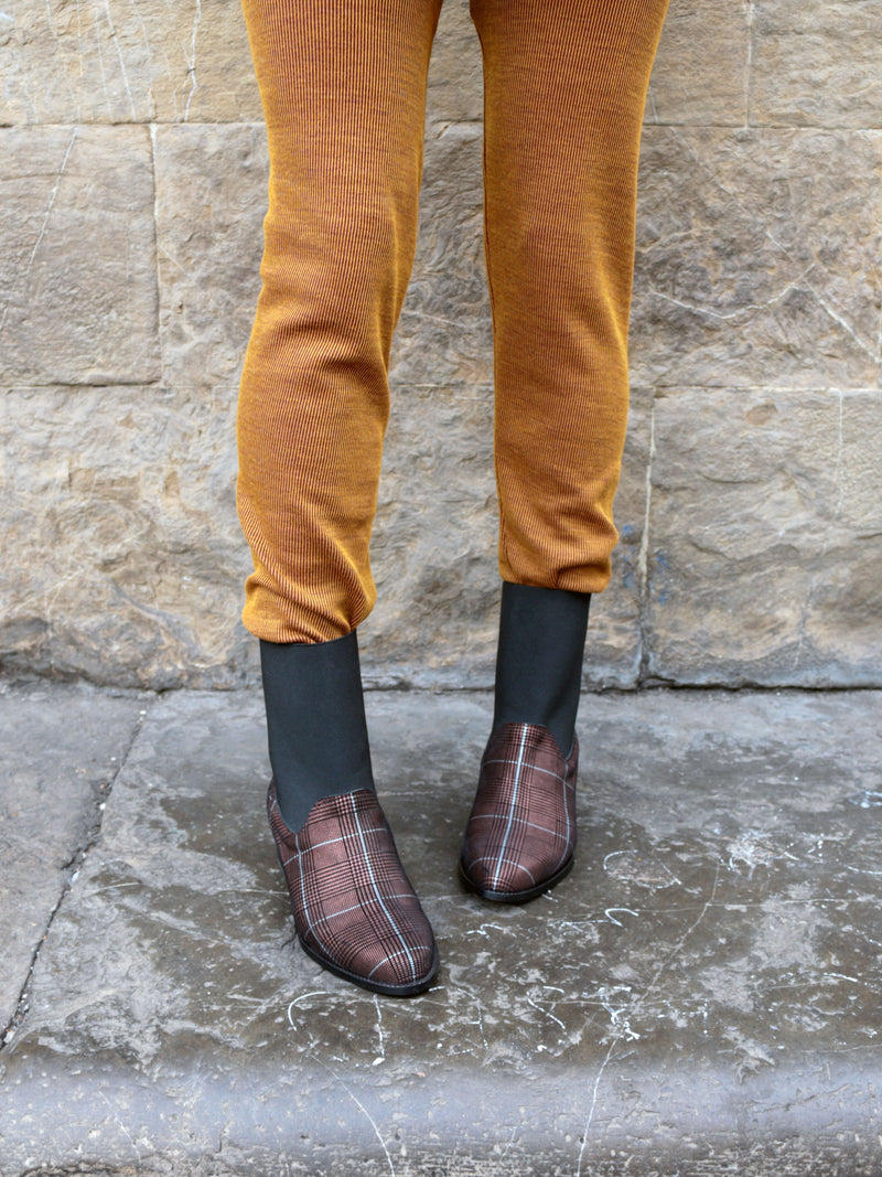 Enid Stretch Plaid Kid Suede